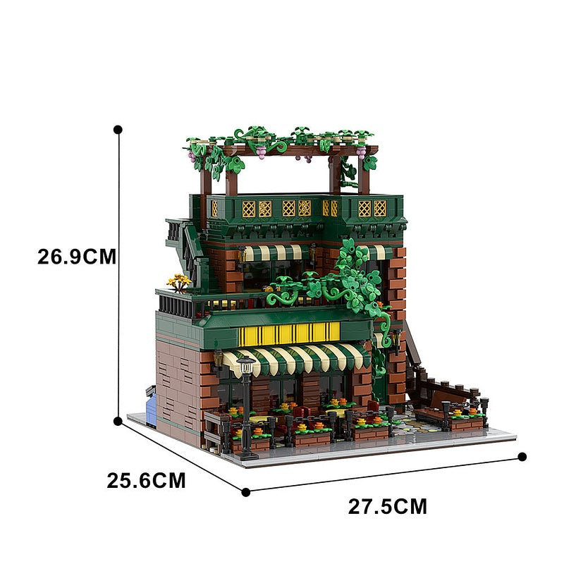 Coffeehouse MOC Building Kit Cozy Café Architecture Model - 5