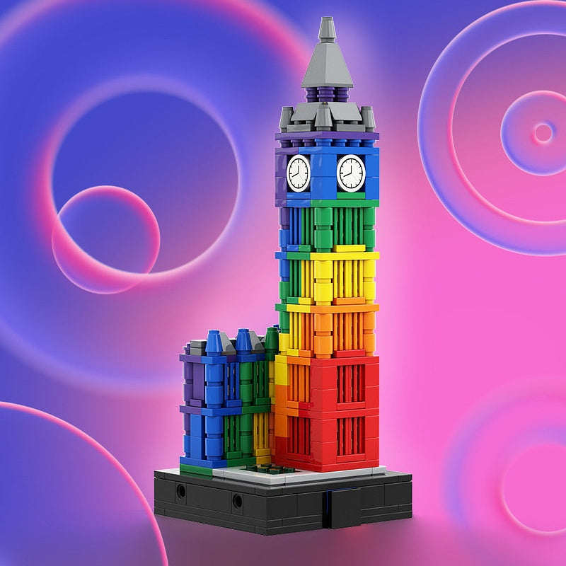 Colorful Big Ben MOC Historic Clock Tower Architecture Building Kit - 2
