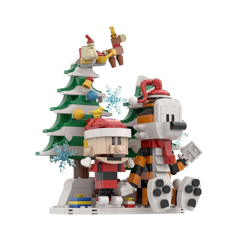 Comic Tiger And Boy MOC Building Kit | Christmas Character Display - 2
