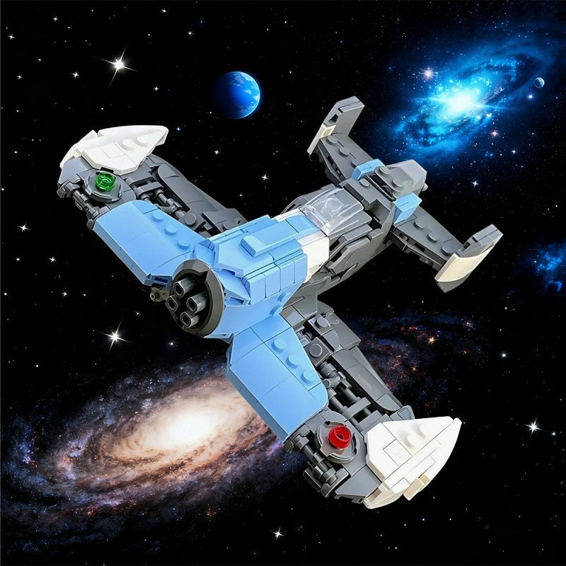 Compact Blue Interceptor Starfighter MOC Building Kit - 2