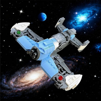 Compact Blue Interceptor Starfighter MOC Building Kit - 2