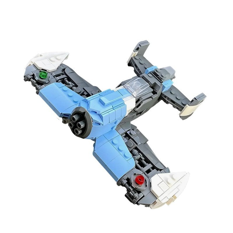 Compact Blue Interceptor Starfighter MOC Building Kit - 4
