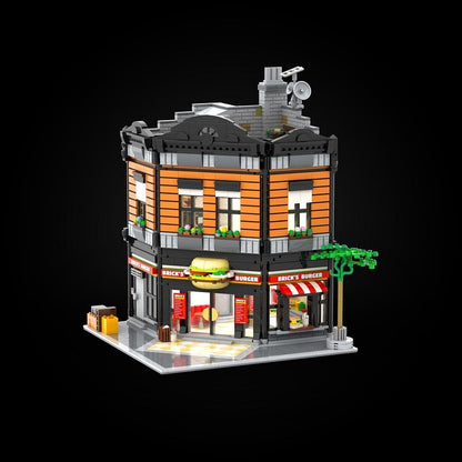 Corner Burger Restaurant Modular MOC Building Kit - 3