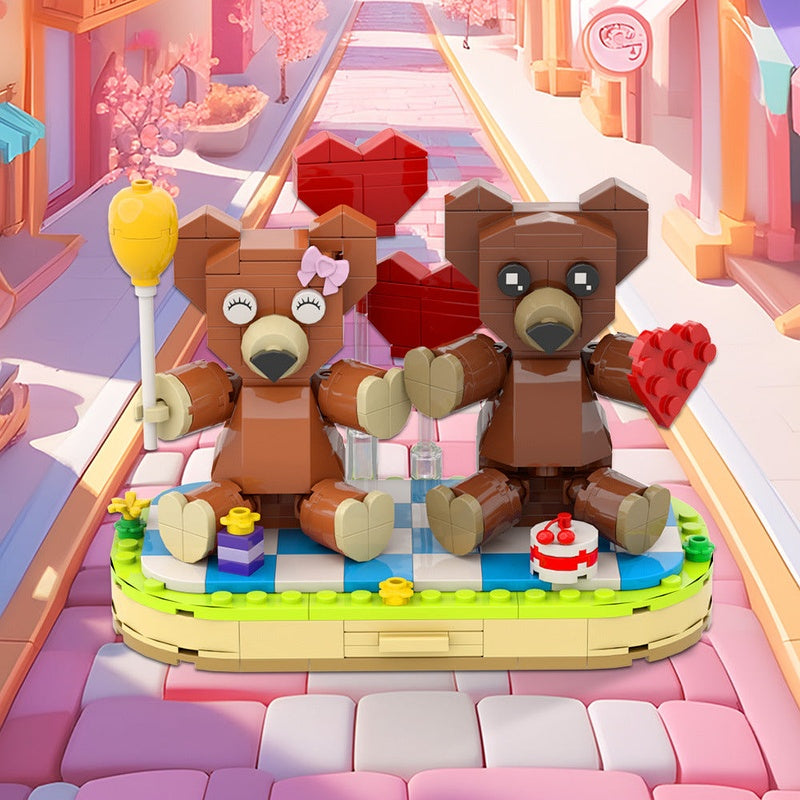 Couple Bears MOC Building Kit | Romantic Love Display Model - 2