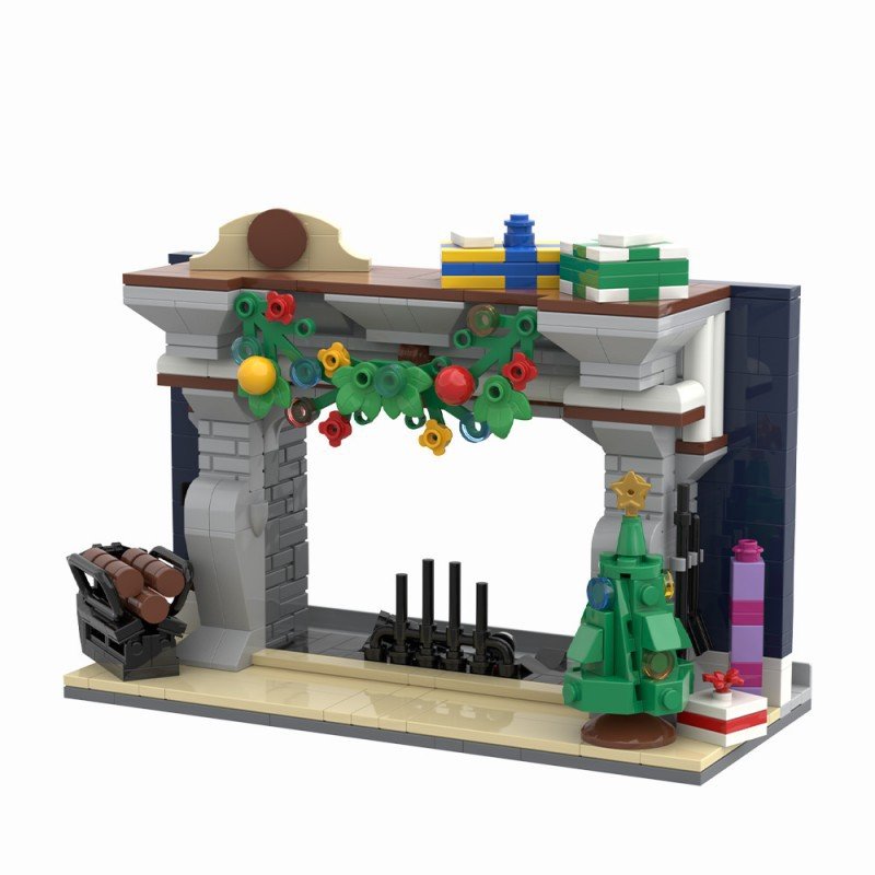 Cozy Fireplace Smartphone Holder Building Kit | LEGO-Compatible MOC - 1