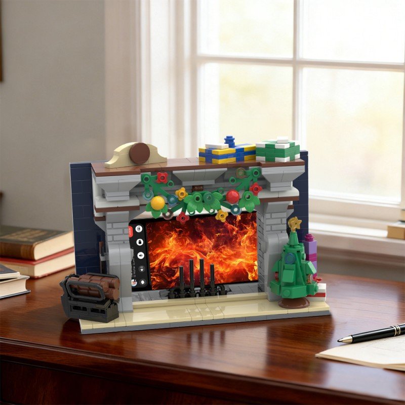 Cozy Fireplace Smartphone Holder Building Kit | LEGO-Compatible MOC - 5