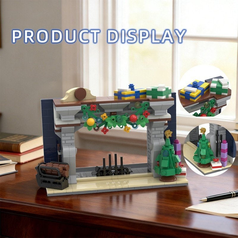 Cozy Fireplace Smartphone Holder MOC Building Kit | Home Display Decor - 6