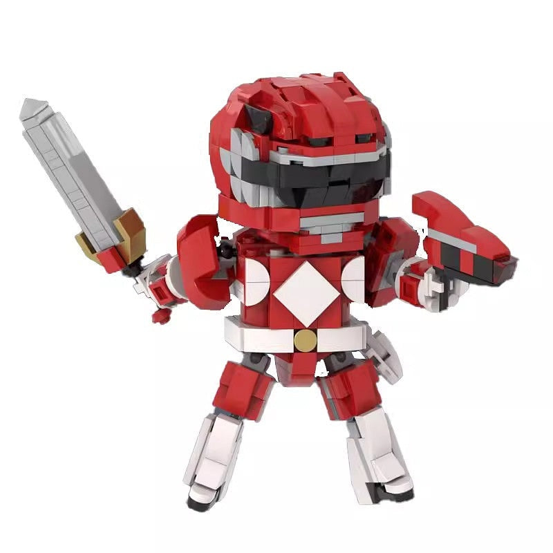Crimson Hero Ranger MOC Building Kit | Armored Character Figure Model - 1