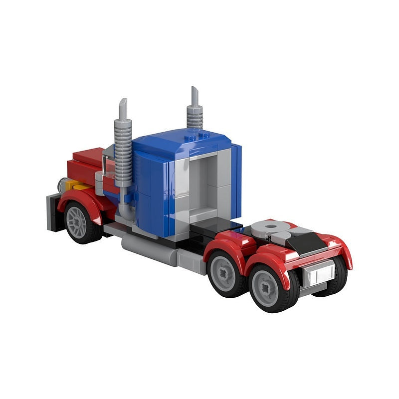 Custom Red And Blue Semi Truck MOC Building Kit | Cargo Vehicle - 2