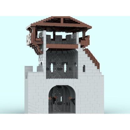 D-Shaped Wall Tower MOC Building Kit | Medieval Castle Architecture Model - 2