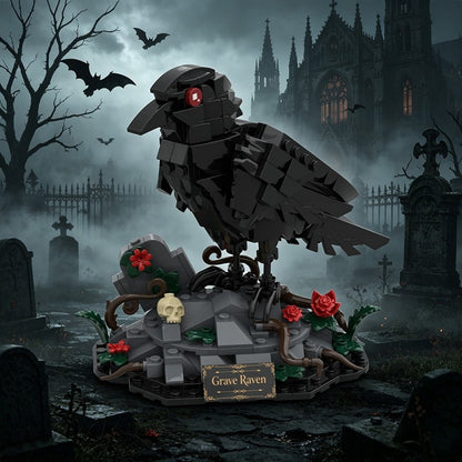 Dark Night Raven MOC Building Kit | Gothic Bird Display Sculpture - 1