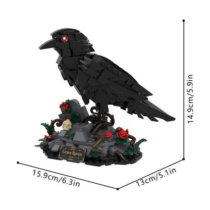 Dark Night Raven MOC Building Kit | Gothic Bird Display Sculpture - 3