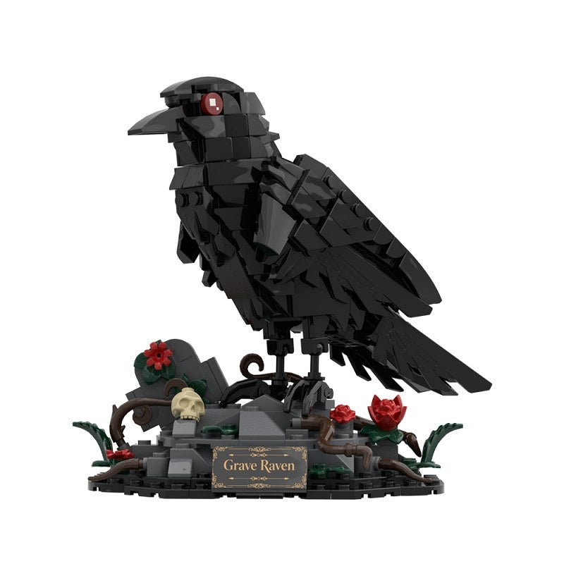 Dark Night Raven MOC Building Kit | Gothic Bird Display Sculpture - 4