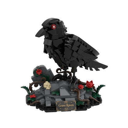 Dark Night Raven MOC Building Kit | Gothic Bird Display Sculpture - 5