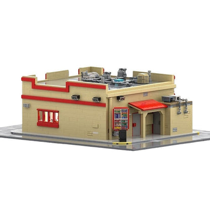 Desert Fast-Food Restaurant MOC Modular Building Kit | Cinematic Diorama - 3