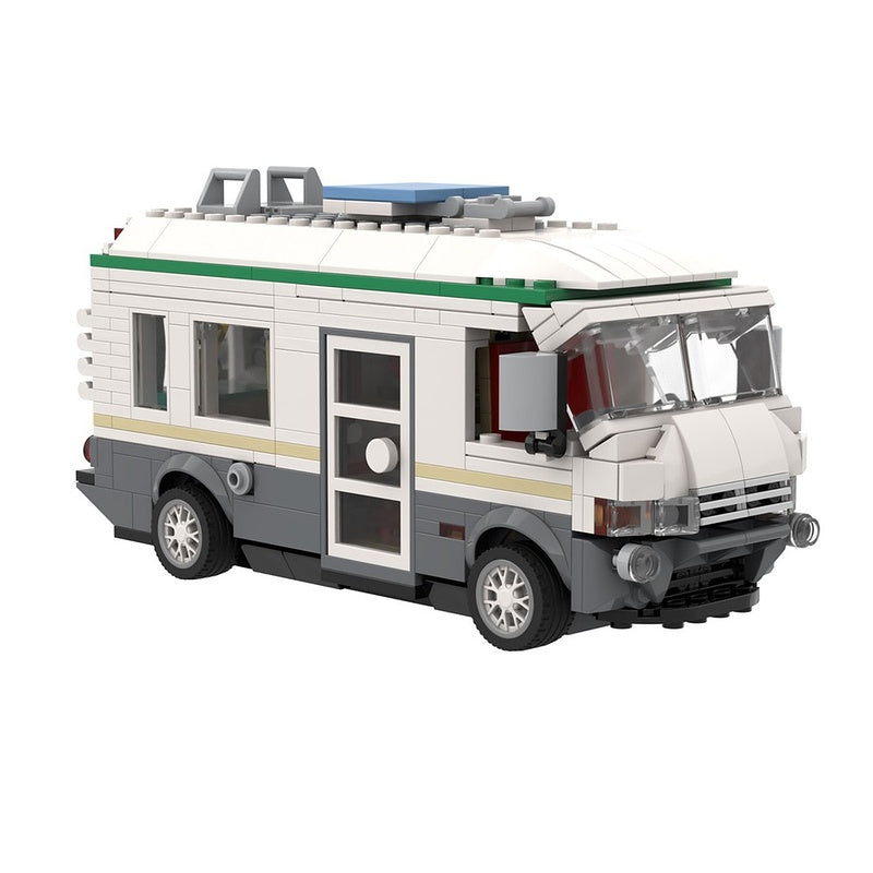 Detailed White RV Camper MOC Building Kit with Full Interior - 1
