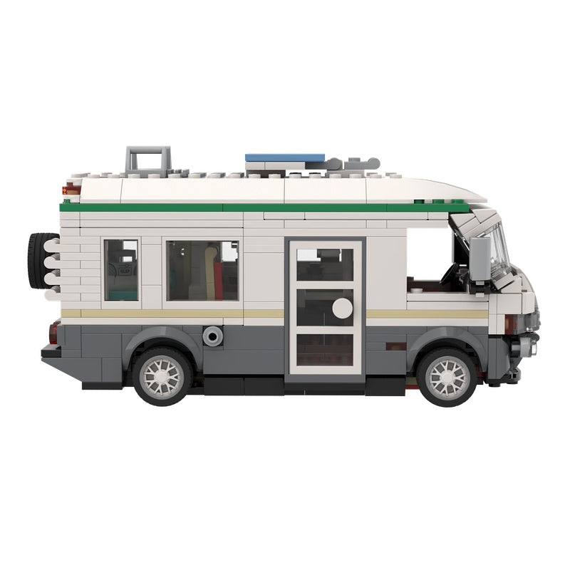 Detailed White RV Camper MOC Building Kit with Full Interior - 4