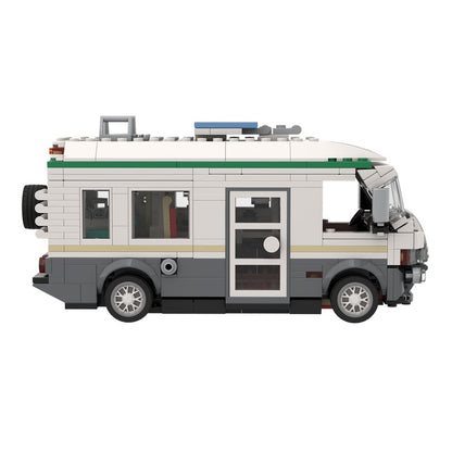 Detailed White RV Camper MOC Building Kit with Full Interior - 4