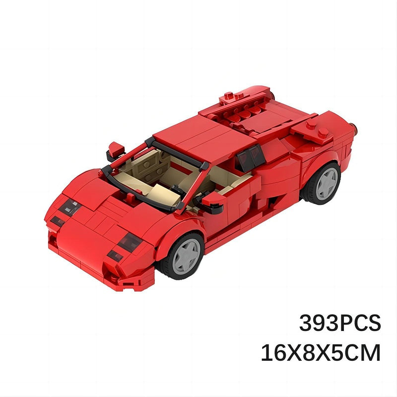 Diablo Retro V12 Sports Car Building Kit | 8 Stud Wide LEGO-Compatible MOC - 3