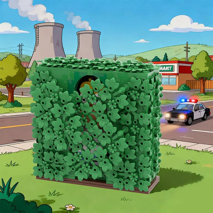 Disappearing Into Bushes MOC Building Kit | Funny Character Diorama - 1