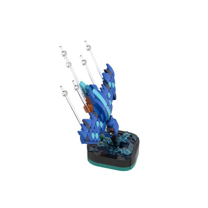Diving Kingfisher MOC Bird Display Model Building Kit - 3