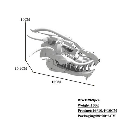Dragon Skull MOC Building Kit | Fantasy Creature Display Sculpture - 2
