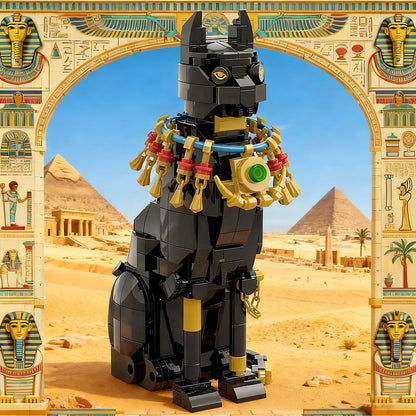Egyptian Cat MOC Building Kit | Ancient Animal Display Sculpture - 1