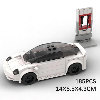 Electric EV Sedan MOC Vehicle Building Kit | 6-Stud Design - 3