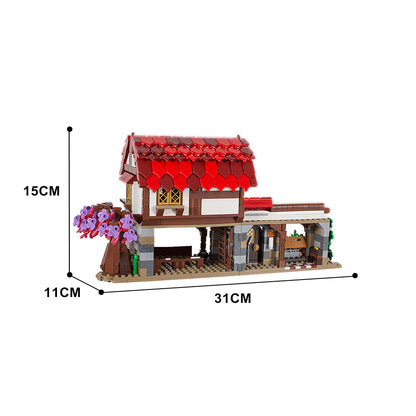 european medieval market building set |  compatible - 4