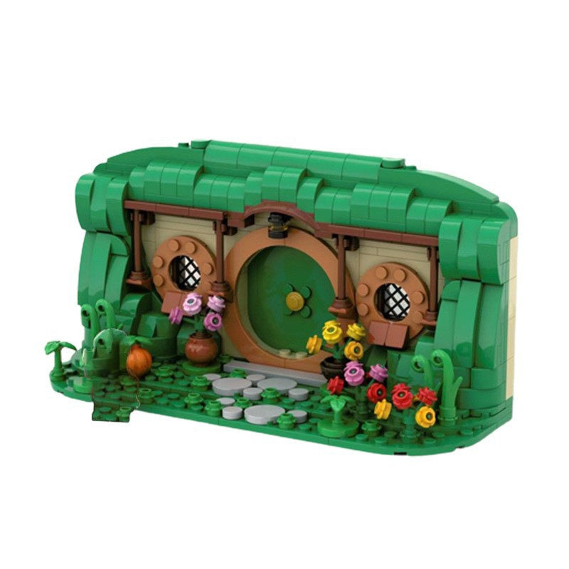 Fantasy Halfling Hole Hillside Burrow House Front Facade Building Kit | LEGO-Compatible MOC - 1