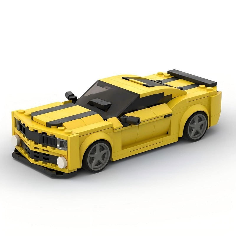 Fifth-Gen Yellow V8 Muscle Car MOC Building Kit | Vehicle Model - 1