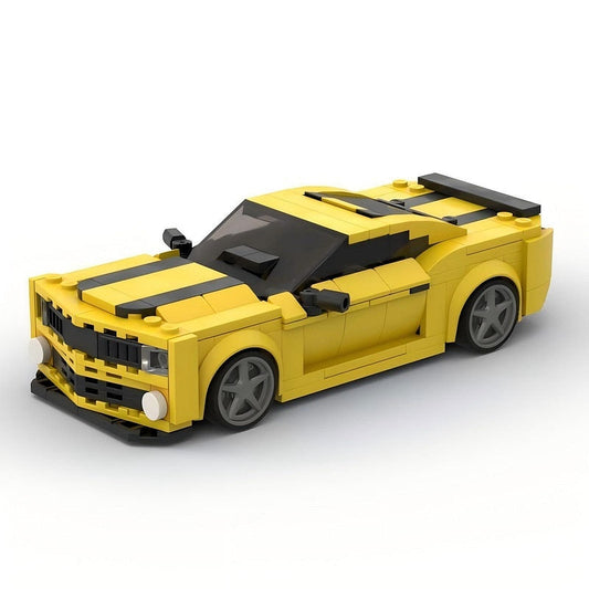 Fifth-Gen Yellow V8 Muscle Car MOC Building Kit | Vehicle Model - 1