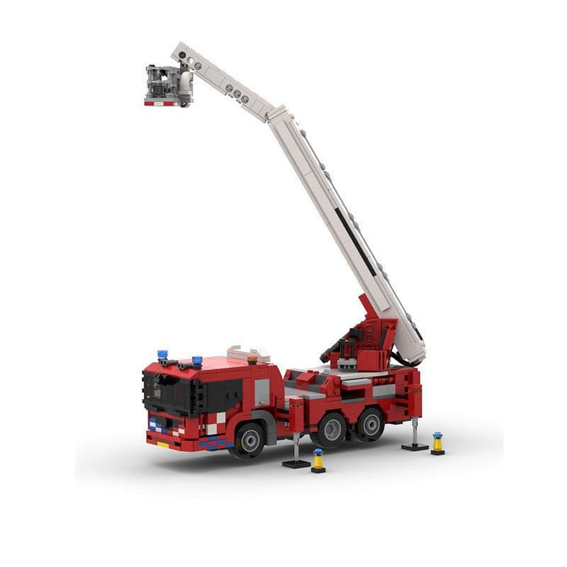 Fire Truck Aerial Platform Elevator MOC Building Kit | Rescue Vehicle - 2