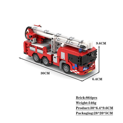 Fire Truck Aerial Platform Elevator MOC Building Kit | Rescue Vehicle - 4