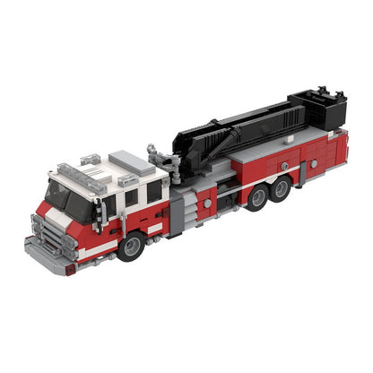 Fire Truck Mid-Mount Aerial Platform MOC Building Kit | Rescue Vehicle - 1