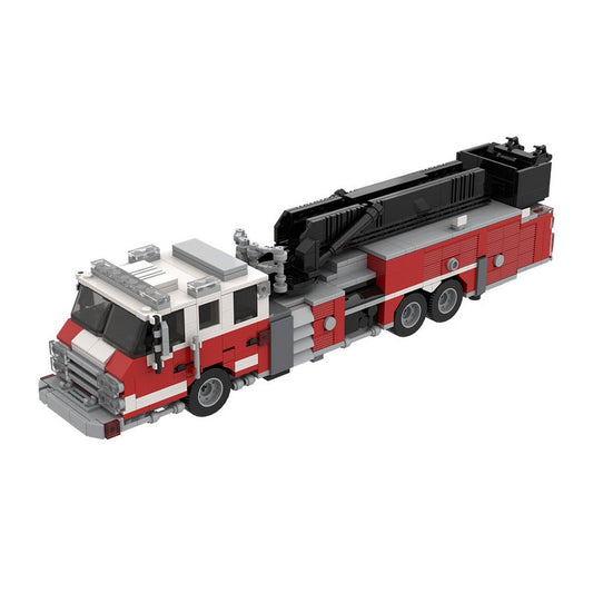 Fire Truck Mid-Mount Aerial Platform MOC Building Kit | Rescue Vehicle - 1