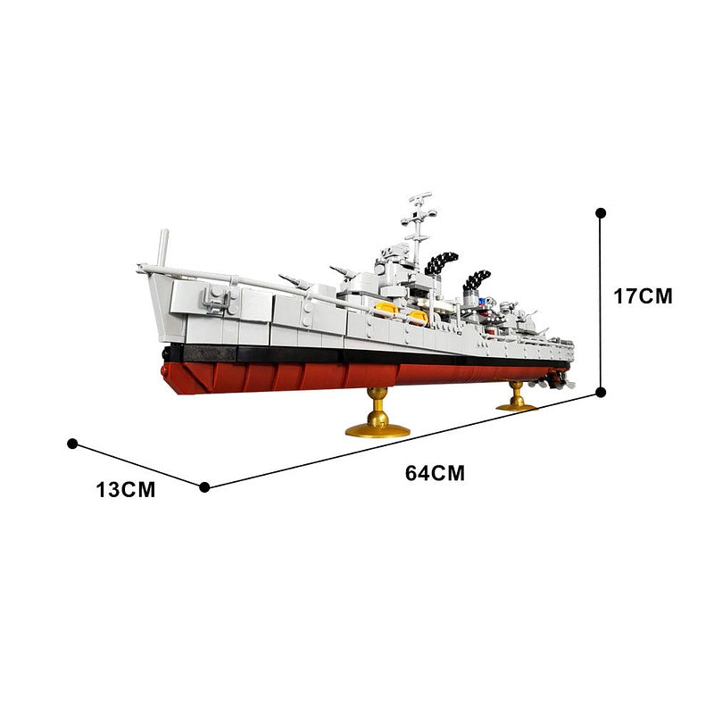 Fletcher-Class Destroyer MOC Building Kit | WWII Naval Warship Model - 3