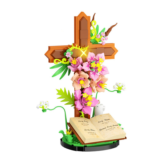 flower cross building kits | easter | lego compatible moc - 4