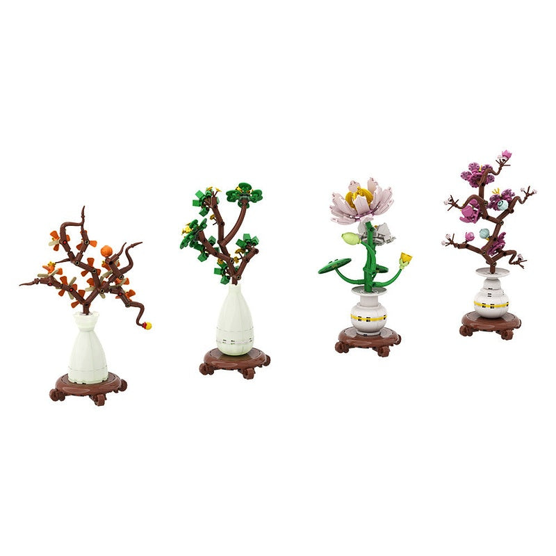 Flower Pot Planting MOC Building Kit | Botanical Potted Plant Display - 3