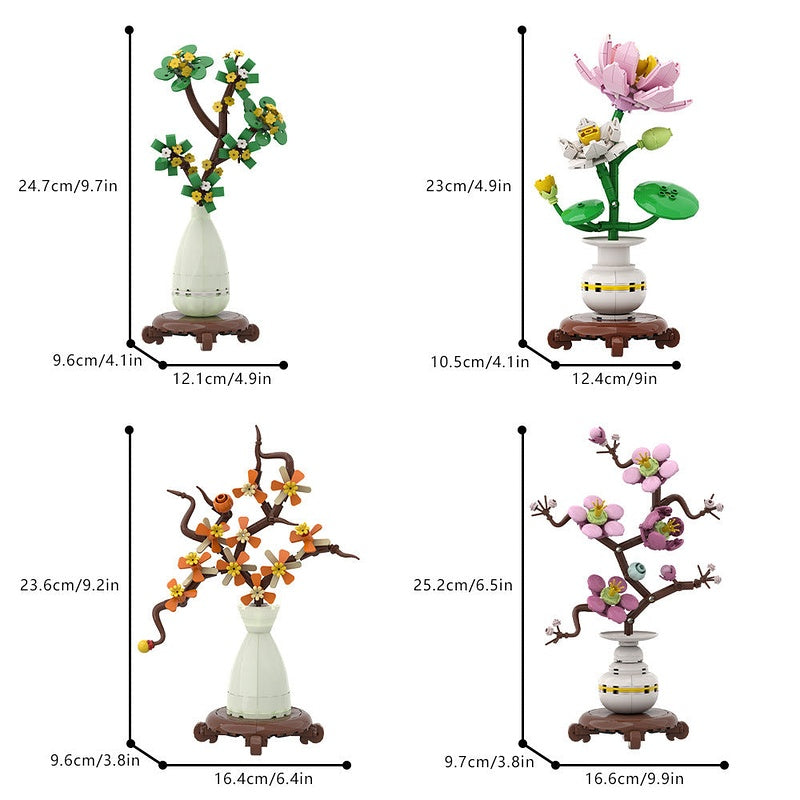 Flower Pot Planting MOC Building Kit | Botanical Potted Plant Display - 4