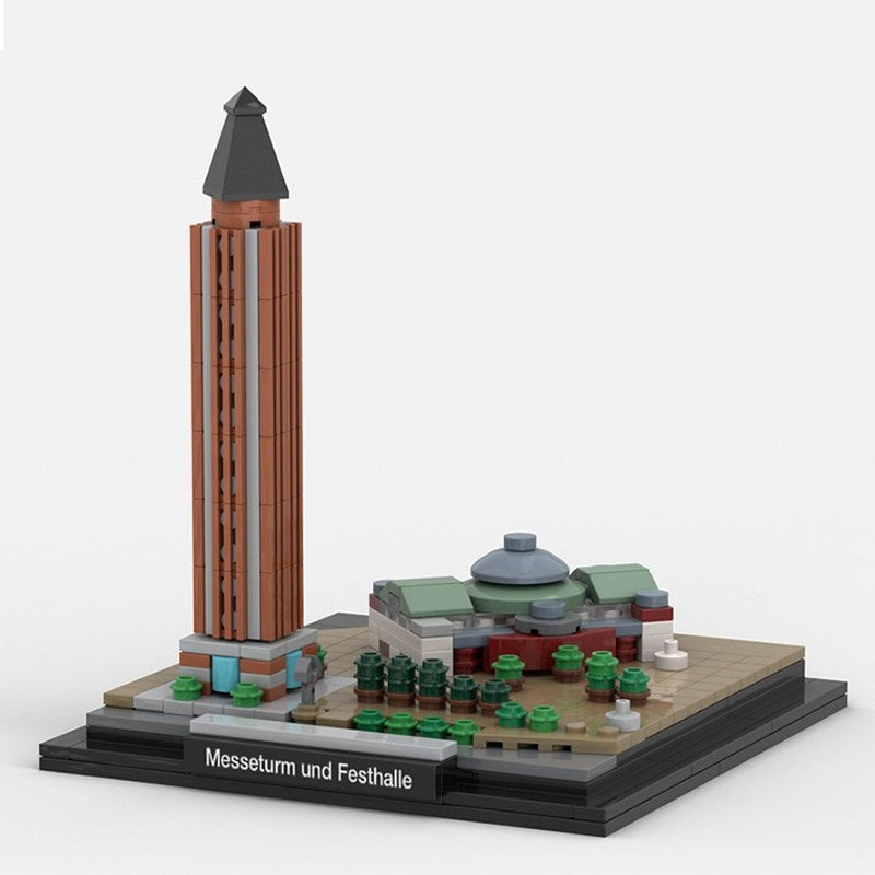 Frankfurt Messeturm and Festhalle Skyline Building Kit | LEGO-Compatible MOC - 1