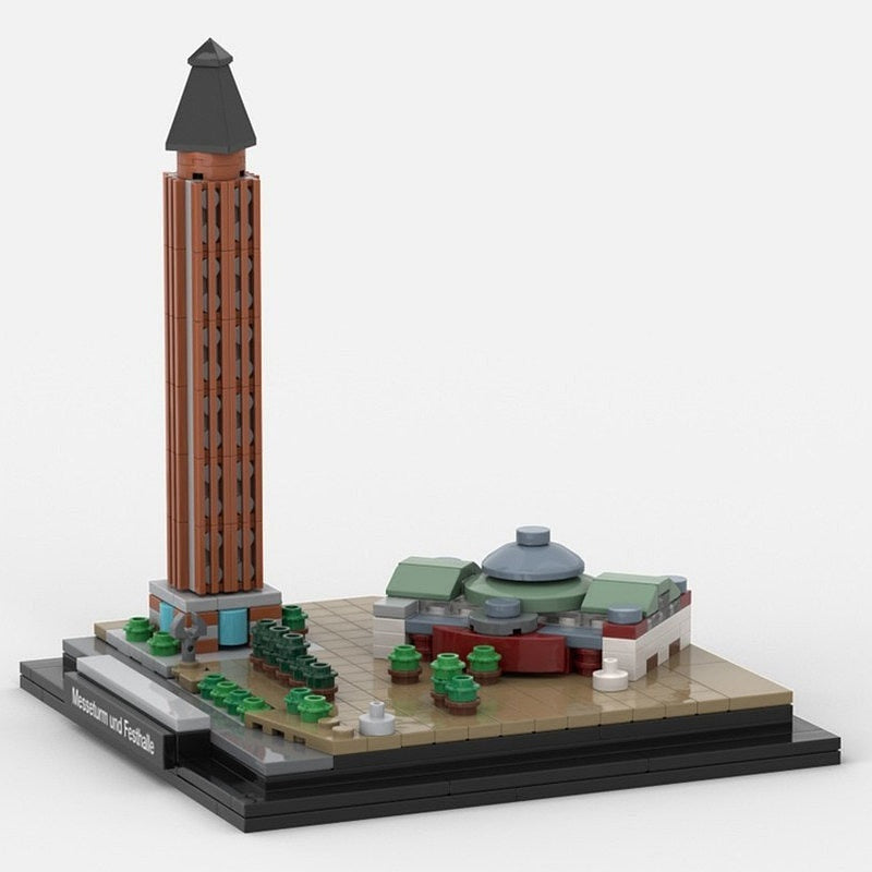 Frankfurt Messeturm & Festhalle MOC Skyline Building Kit | Architecture Model - 2
