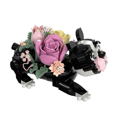 French Bulldog Flower Bouquet MOC Building Kit for Floral Animal Display - 4