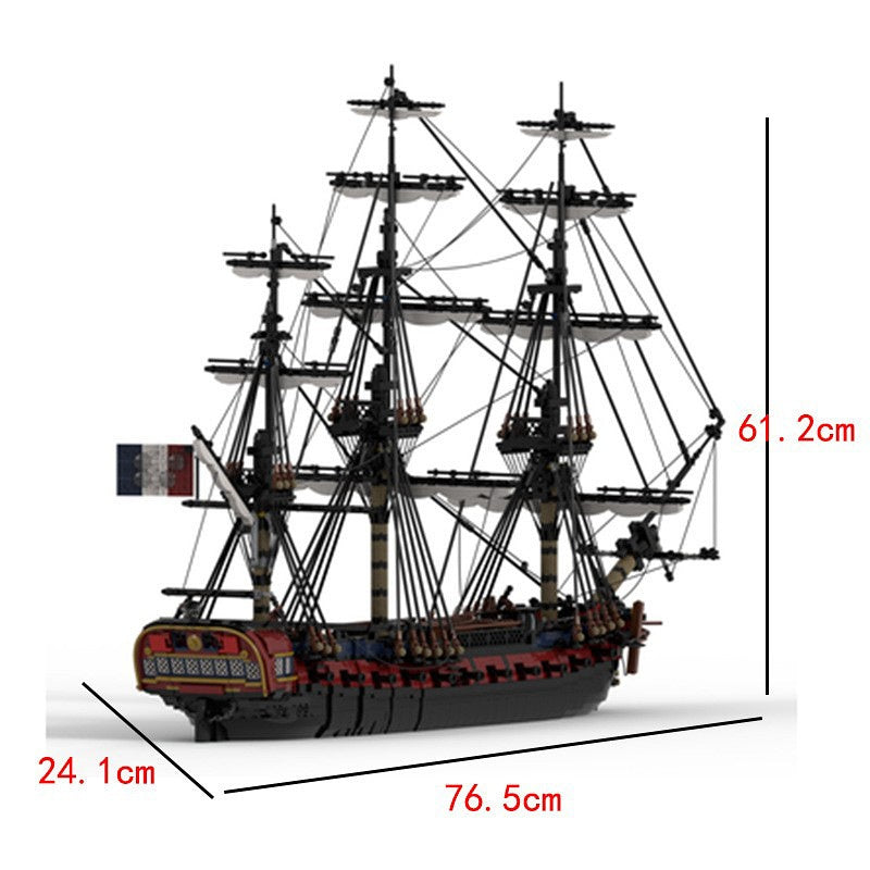 French Frigate LEmeraude 28 Gun Historical Ship Building Kit | LEGO-Compatible MOC - 3