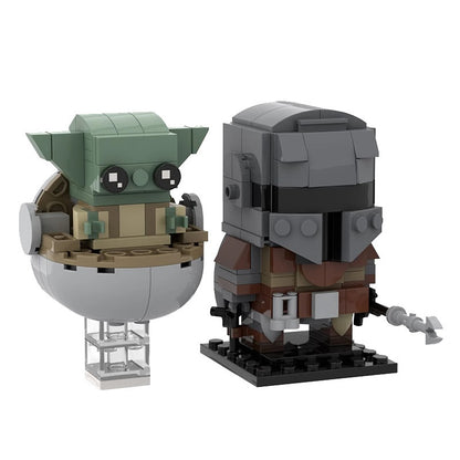Galactic Bounty Hunter & Space Child Brickheadz Building Kit | LEGO-Compatible MOC - 3