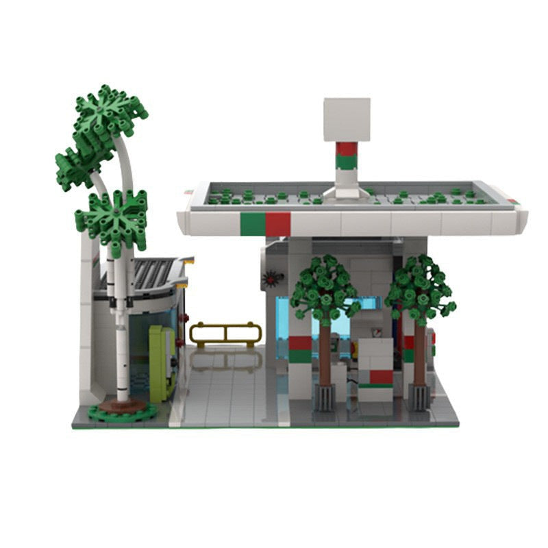 Gas Station MOC Building Kit | 1294 PCS City Street Architecture - 5