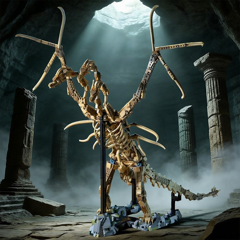 Giant Three-Headed Dragon Fossil Skeleton MOC Building Kit - 5
