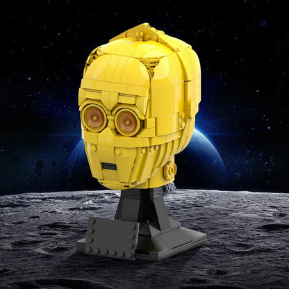 Golden Protocol Droid Head MOC Robot Display Building Kit - 3