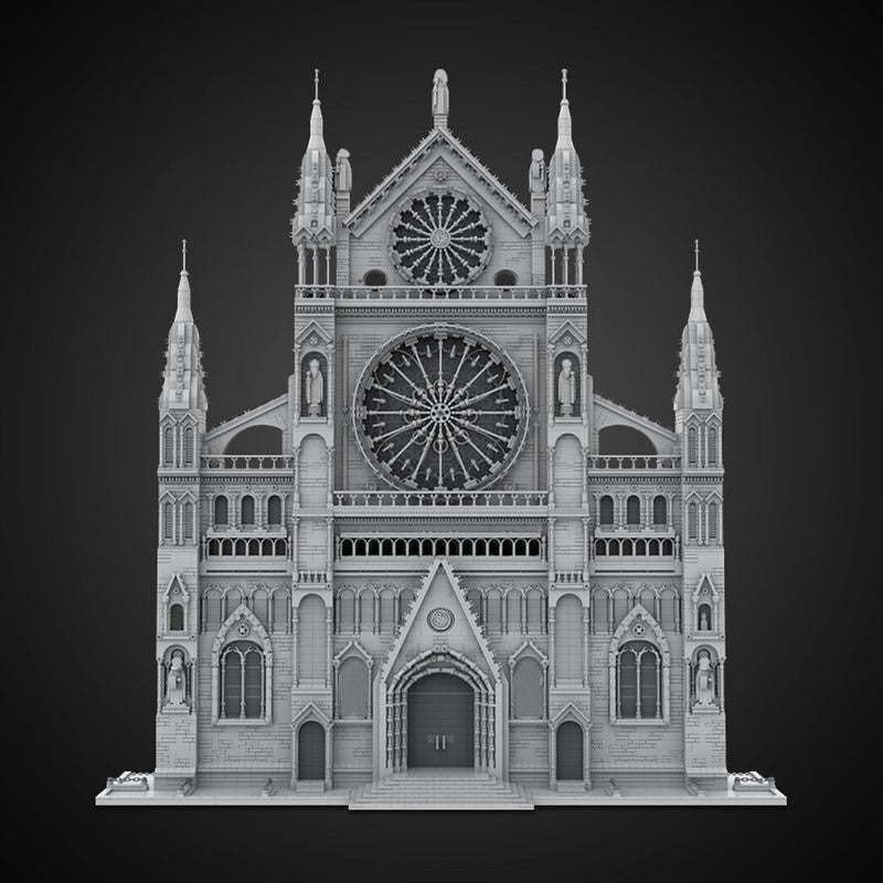 Gothic Cathedral Facade MOC Building Kit | Medieval Architecture Model - 2