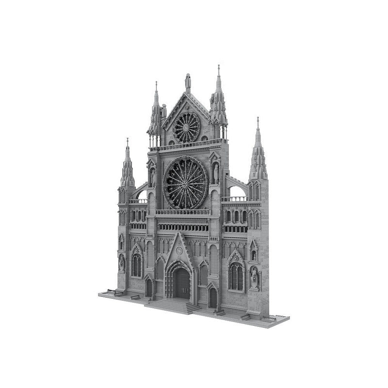 Gothic Cathedral Facade MOC Building Kit | Medieval Architecture Model - 3